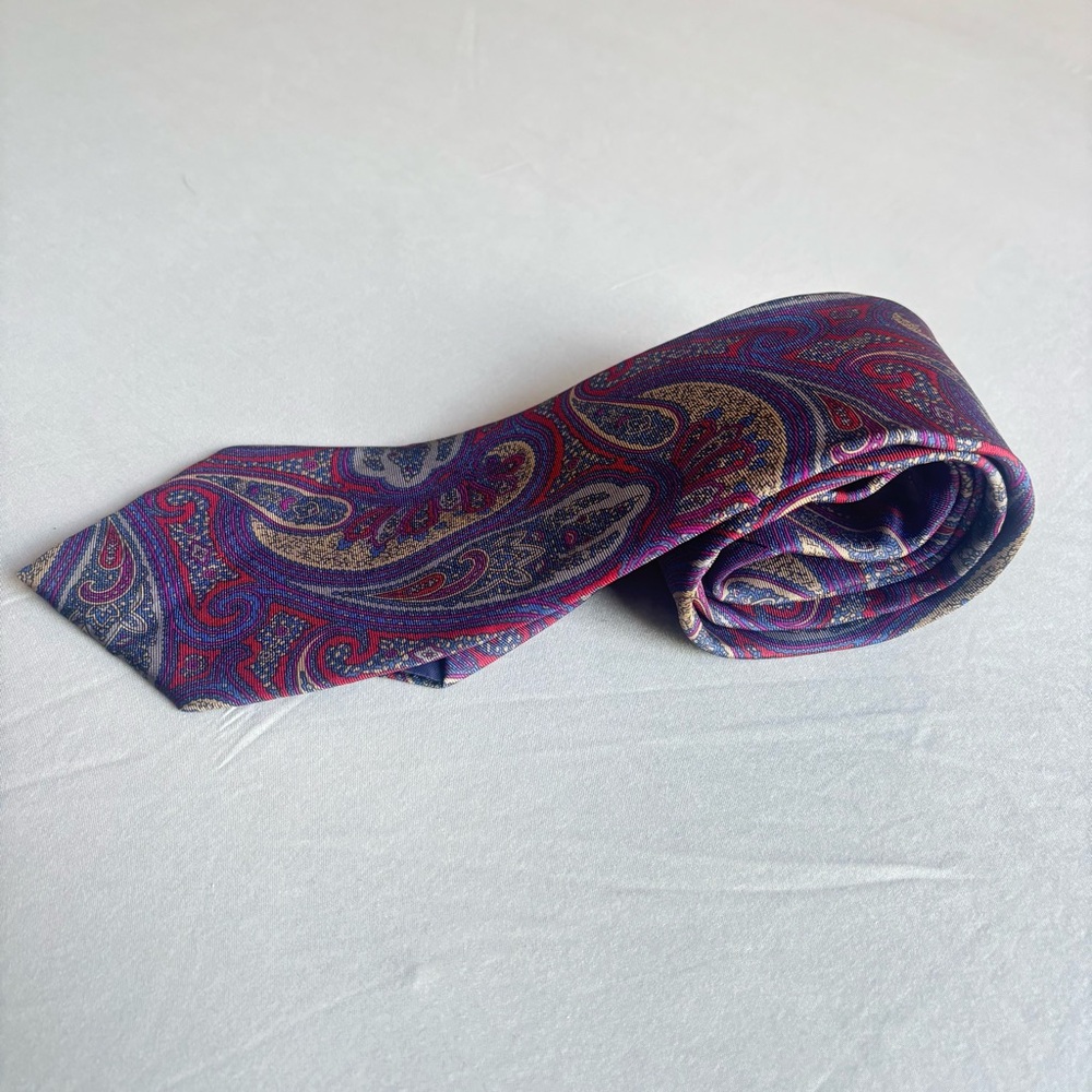 Paisley 100% silk tie purple maroon blue Jacobson's